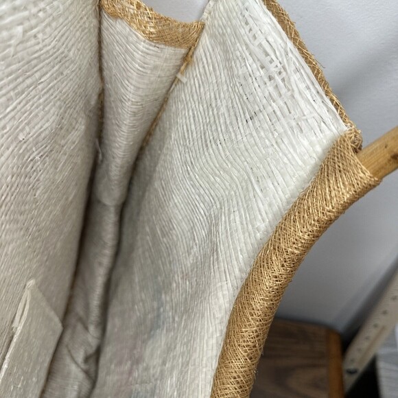 Womens Hand Bag Tote Weaved Jute Floral Vase Design Wooden Handles Summer Beach - Picture 12 of 14